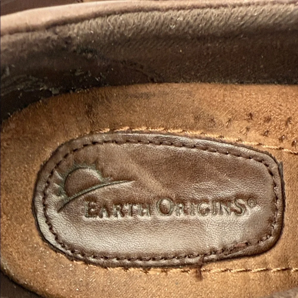 Earth Origins Brown Leather Loafers bootie women 7M casual office comfort Y2K